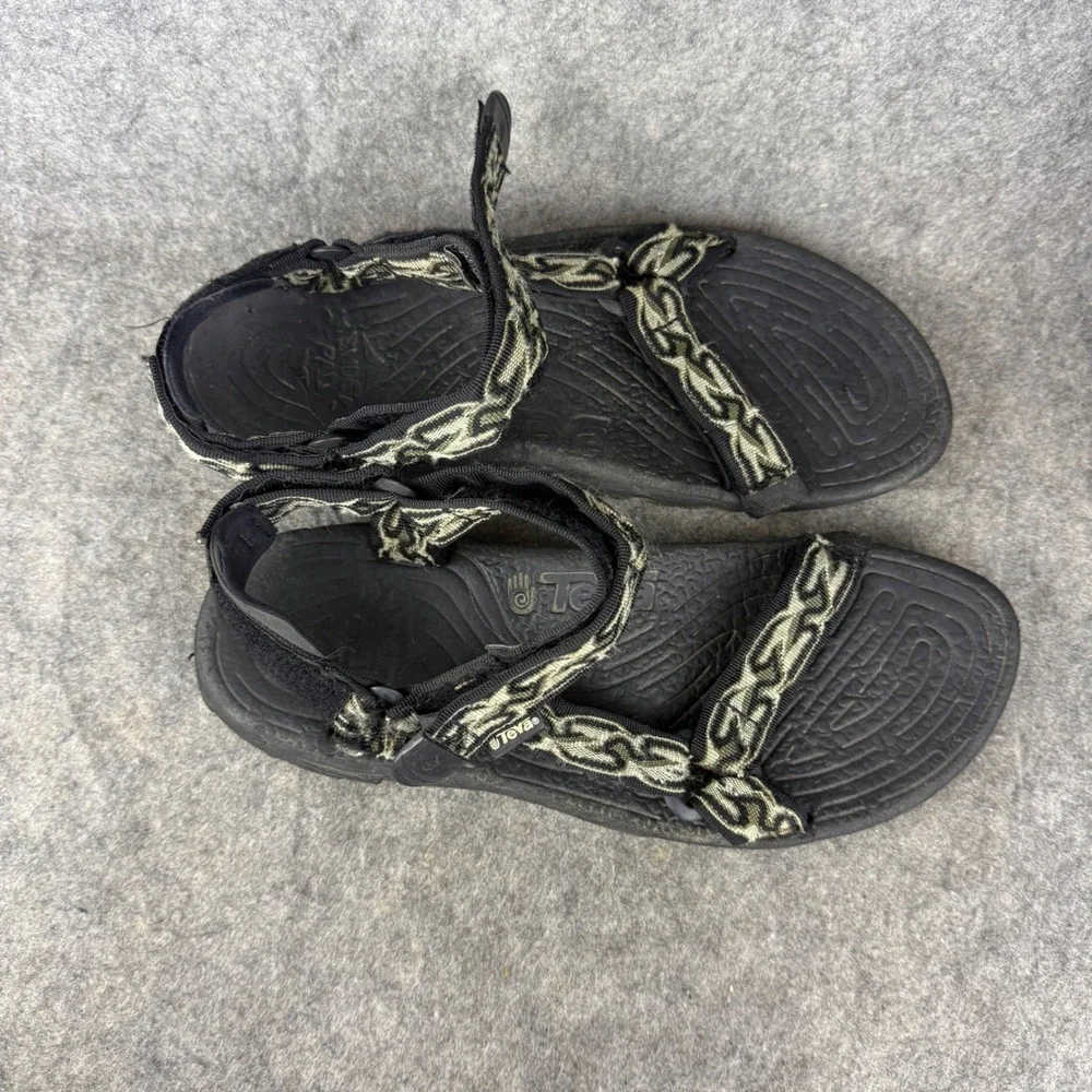 Teva Hurricane Sport Sandals Mens 8 Black Olive Green Geometric Strappy Hiking